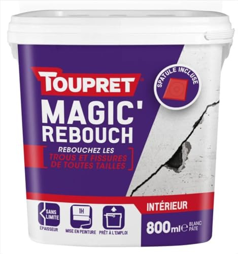 Toupret MGRET0.8 Magic'rebouch + Spatule 800 ml, Blanc