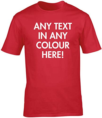 Hippowarehouse Personalised T-Shirt UK Unisex Short Sleeve Printed Text Image Photo Mens Womens Funny (Specific Size Guide in Description) Red