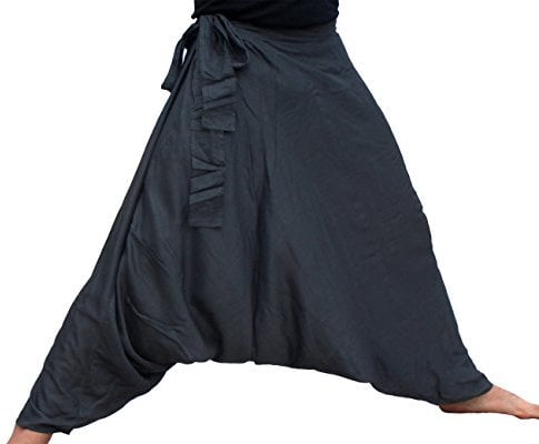 RaanPahMuang Brand Light Rayon Viscose SideTie Mao Aladdin Plus Size Hmong Pants, XX-Large, Gray