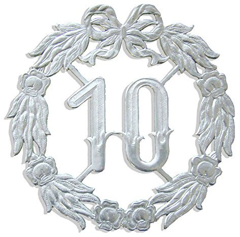 Kunze A013060102 Jubiläumszahl 10, Ø 18 cm, Silber