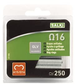 SALKI | Blíster de 250 Grapas Galvanizadas Ω16 - Grapas de Alta Resistencia para Grapado y Anillado de Cercas