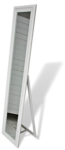 180x40cm Standspiegel groß antik mit Patina | Spiegel mit Fuß barock aus Holz | im Landhausstil als Badspiegel | Schminkspiegel bzw. Frisierspiegel für das Landhaus | Ankleidespiegel (Weiß, 180 x 40 cm)