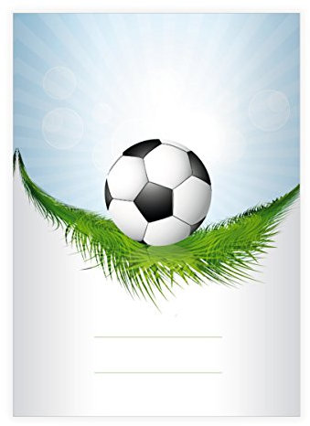 Kartenkaufrausch 16 Schicke Fußball Fan DIN A5 Schulhefte, Schreibhefte mit Ball auf Rasen Lineatur 4 (liniertes Heft)