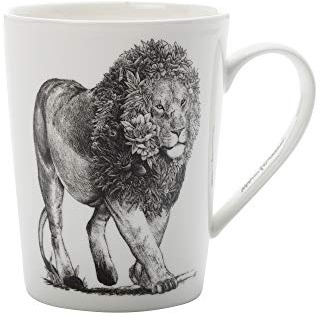 Maxwell & Williams DX0227 Marini Ferlazzo Becher African Lion, aus Bone China Porzellan, Schwarz, Weiß, 460 ml, in Geschenkbox