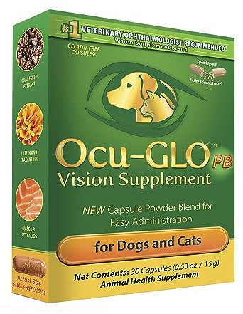 Ocu-Glo Pb For Small Dogs & Cats Vision Supplement - Eye Support For Dogs – Easy To Administer W/Lutein, Omega-3 Fatty Acid & Antioxidants – Add Directly To Food – Support Optimal Eye Health, 30Ct
