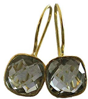 Kissenschliff Grune Amethyst Vergoldet 925 Silber Ohrringe - Natürlicher Edelstein - Geburtstagsgeschenk - Weihnachtsgeschenk - Handgefertigte Geschenkideen für Frauen (grüne amethyst)