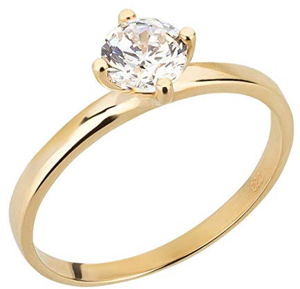 Ardeo Aurum Damenring aus 333 Gold Gelbgold mit Zirkonia im Brillant-Schliff Solitär-Ring Verlobungsring