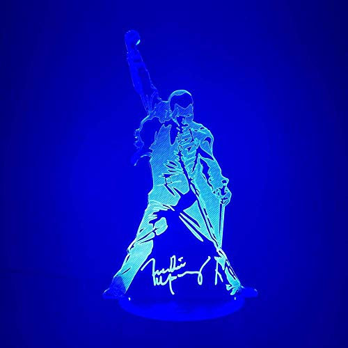 Luce Notturna 3D, Queen Freddie Mercury Figura Led Touch Sensor Baby Kids Nightlight, Per Lampada Decorativa Per Ufficio