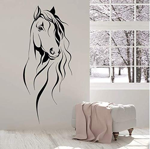Schöne Pferdekopf Wandtattoo Haustier Tier Art Deco Büro Vinyl Wandaufkleber Wohnzimmer Chinesische Dekoration 42X101 Cm