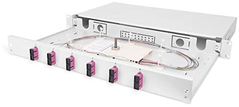 DIGITUS LWL Spleißbox 6 Kupplungen - SC - OM4 - 1HE - 19-Zoll - Multi-Mode Simplex - Mit Spleiß-Kassette - Rack-Einbau