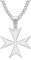 BOBIJOO JEWELRY - Pendentif Collier Croix de Malte ou de Saint Jean Acier Inoxydable 316L Argenté Chaîne Templier