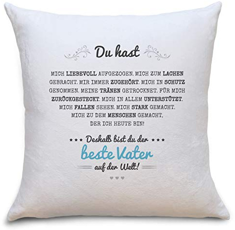OWLBOOK Bester Papa Flauschiges Kissen mit Druck Geschenke Geschenkideen für Papa zum GeburtstagVatertag Zierkissen mit Füllung