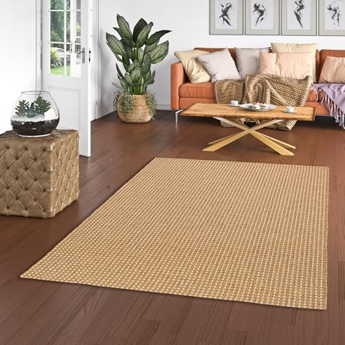 In & Outdoor Teppich Flachgewebe Natur Panama Mix Nuss in 3 Größen
