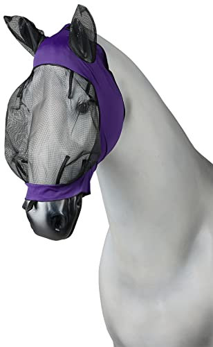 Horze Pferde Fliegenmaske mit Ohren, Stretch Fliegenhaube für Pferd und Pony, Lila, F