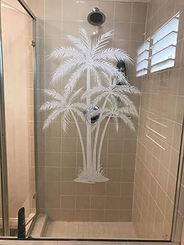 Große Palme 100 x 60 cm Palmen Aufkleber aus Milchglasfolie Frost Optik Gravur für Glas Glastür Schutz Sicherheitsaufkleber Sticker Fenster Fensterscheibe