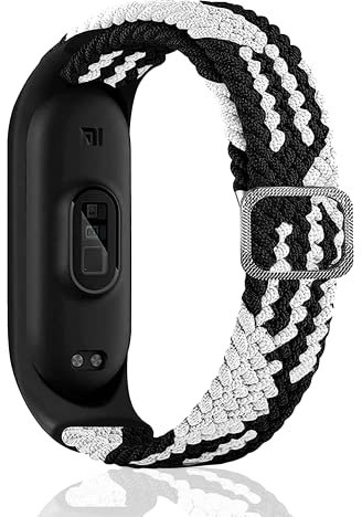 SeNool Armband Kompatibel mit Xiaomi Mi Band 6/Mi Band 5/Mi Band 4/Mi Band 3, Nylon Sport Ersatzband[Weiches, Atmungsaktives, Leichtes], Bänder Kompatibel mit Mi Band 6/5/4/3-Schwarz/Weiß