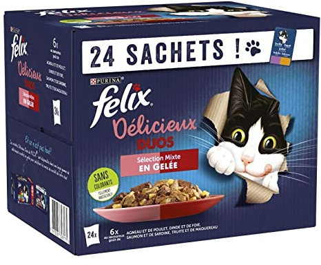 Animals Felix Felix Zarte Félix in Gelee, köstliche Duos, Fleisch, Fische, 24 Stück – 3 Stück