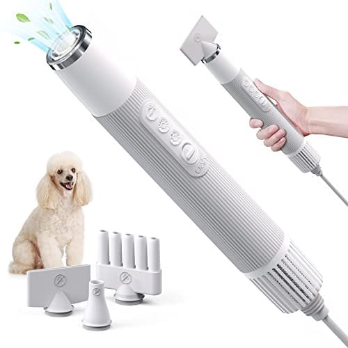 uahpet Hundefön Tierhaartrockner Tragbarer Handheld Haartrockner Blower hundefön Intelligentes Temperaturkontrolle, mit Einstellbarer Windgeschwindigkeit,mit 3 Verschiedenen Düsen.