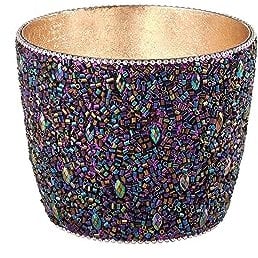 Gift Company Windlicht Madras Perlen M, Teelichthalter, Kerzenhalter, Eisen/Glas, Lila, 10.5 cm, 1074604014