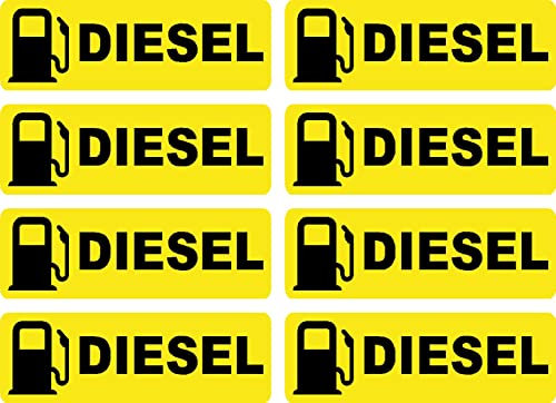 8 x Diesel Fuel Reminder Self Adhesive Premium Laminated Vinyl Warning Sign Stickers - 60mm x 25mm - Car - Van - Truck -by Ellis Graphix
