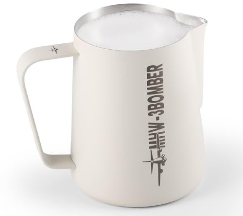 MHW-3BOMBER Milchaufschäumkrug, 600 ml, Milchaufschäumer für Barista, SUS304 Edelstahl, Espresso-Dampfkanne für Latte Art/Cappuccino/Kaffee/Milch, P3013W