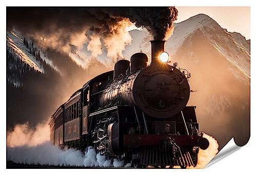 islandburner XXL Bild Poster Alter Dampfzug Alte Eisenbahn Dampflok Premium Bilder Fotodruck JBOA-PGR