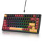 SOLIDEE teclado intercambiable en caliente 75%,Retroiluminación RGB con interruptor rojo,Teclado para Juegos de 82 Teclas TKL,Teclado compact NKRO con Control de Perilla de Aluminio(82 Red Samurai(B))