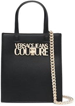 VERSACE Jeans Couture borsa a mano in ecopelle saffiano nero