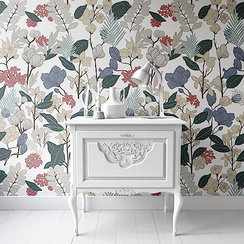 Yangfix Bunte Floral Selbstklebende Tapete Abziehen und Aufkleben Kontaktpapier Klebrige Rückseite Plastik Vinyl-Folie Wasserfest und Ablösbar Wandaufkleber Rolle für Wohnzimmer Badezimmer 44x500cm