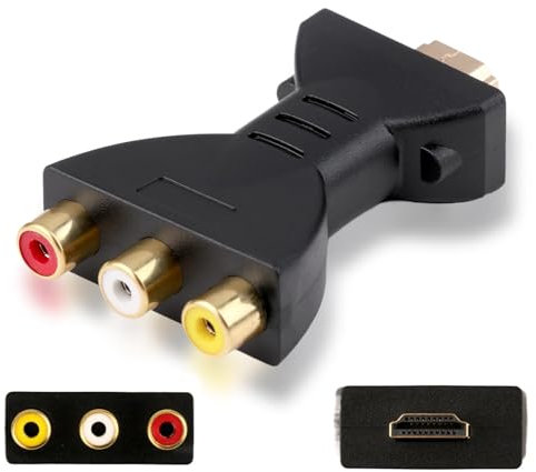 1080P HDMI to AV Adapter, High-Definition HDMI to 3 RGB RCA Adapter, Gold Plated Component Connector Digital Signal Converter for TV Stick, Roku, Chromecast, Apple TV, PC, Laptop, Xbox, HDTV, DVD