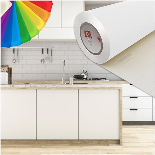 PRINT.GG Klebefolie Möbel - Möbelfolie in vielen Größen - Selbstklebende Folie in vielen Farben - Klebefolie Schwarz Matt für verschiedene Möbeltypen, 100 x 700 cm, Weiß Matt