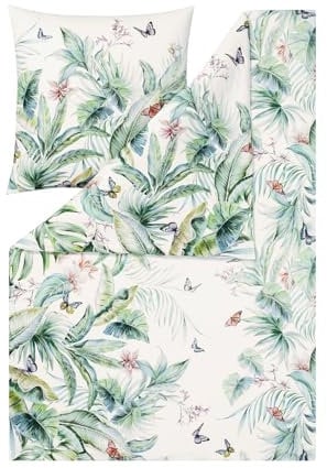 ESTELLA Mako Interlock Jersey Bettwäsche Dominique grün 1 Bettbezug 135 x 200 cm + 1 Kissenbezug 80 x 80 cm