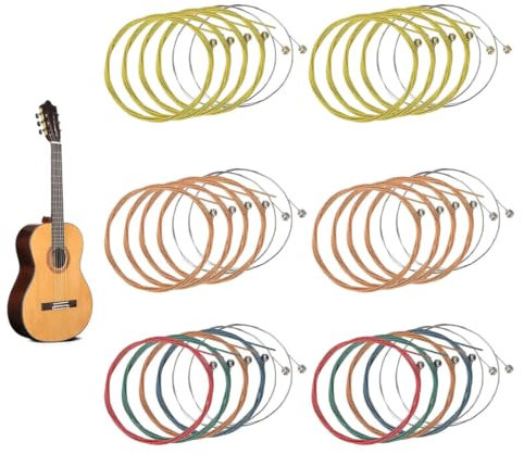 LEEQ 6 Set Guitar Strings - Corde per Chitarra Acustico Corde per Chitarra di Ricambio Multicolore Sostituzione in Acciaio Corde per Chitarra (Ottoni, Rame Rosso e Multicolore)