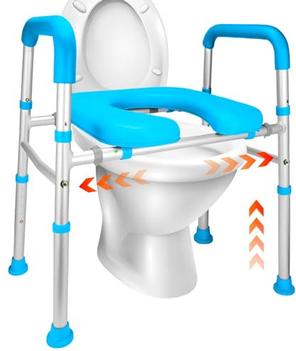 Gillion Sedile WC rialzato con maniglie per anziani, alzata per WC per disabili fino a 181,4 kg, regolabile in larghezza e altezza, per anziani disabili e incinte