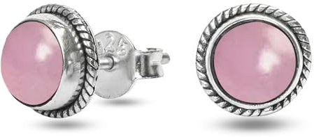Rose Quartz Gemstone Stud Earrings 925 Sterling Silver Earring Handmade Twisted Wire Earring Christmas Gifts for Women
