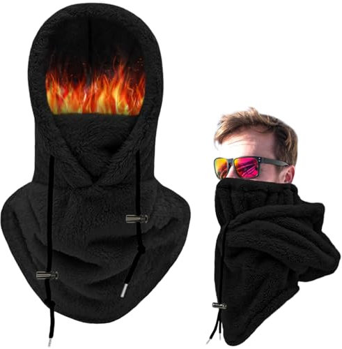 LINSOCLE Plüsch Sturmhaube Mütze Winter, Schalmütze Balaclava für Herren und Damen,Thermo Skimaske Fleece Balaclava Kapuze Schal Mit, Motorradmaske zum Radfahren Ski Winddichte Halswärmer