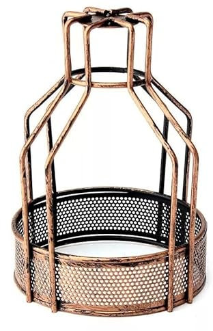 LEDSone Vintage Industrial Adjustable Industrial Clamp on Metal Bulb Guard Cage for Pendant, Farmhouse Light Fixture, Vintage Lamp Shades and Hanging Lamp,(Brushed Copper Bird Cage)