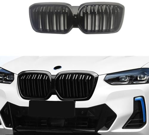 Uklal Auto ABS Front Kühlergrill, Für BMW Electric iX3 2021-2223 Doppelsteg Sport Front Nieren Kühlergrill Doppel Rippen Grill Auto-Kühlergrill-Zubehör