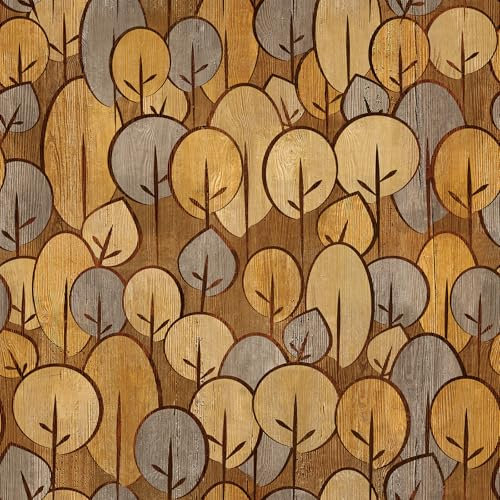 ReWallpaper Tapete Kinderzimmer Holzoptik 44.5cm×7m Selbstklebende Folie Möbel Vintage Motive Holz Tapete Blätter Braun Möbelfolie Tür Mustertapete Badezimmer Wasserfest Schlafzimmer