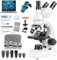 Microscopio trinocular compuesto, microscopio LED profesional de laboratorio 40X-5000X para adultos con oculares WF10X y WF25X, escenario mecánico, 30 piezas de microscopio (compatibles con
