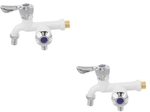 Yardwe 2 Pz Rubinetto a Doppio Comando Rubinetto Da Giardinaggio Rubinetto Esterno Rubinetto Retrò Rubinetto Del Lavandino Accessori Per Rubinetti Rubinetto Del Tubo Flessibile Metallo