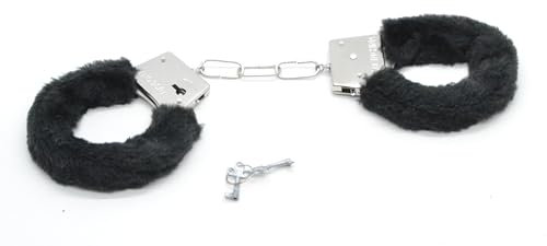 BETTER WITH FRIENDS esposas esposas BLACK negro, policía mujer,policía,enfermero,médico, oficial de seguridad, accesorio de disfraces. de metal con la felpa mk2