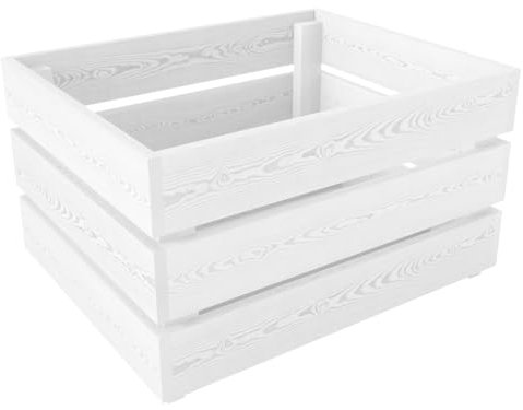 Lermowood Holzkisten Box0522 50 x 40 x 28cm Weiß | Dekokisten aus Holz Massive Holzkiste Regalkiste Weinkiste