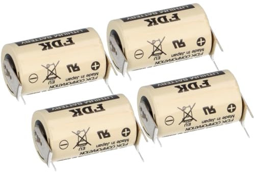 4X FDK Lithium 3V Batterie CR 14250SE-FT1 1/2AA - Zelle 2/1 pin ++/- Rastermaß: 7,5mm