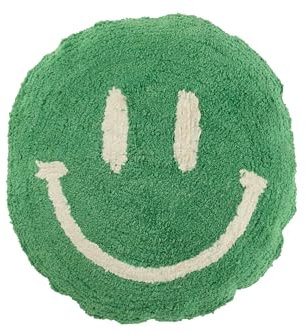 J-Line Kissen Smiley GETUFTET Baumwolle GRÜN/WEIß