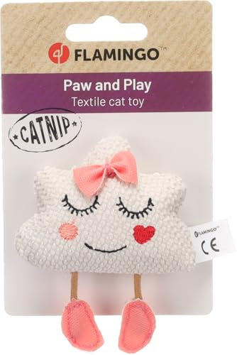 Flamingo Katzenspielzeug – Lovu Gesicht – 9,5cm – Textil – mit Catnip – beige – einzigartiges Katzenspielzeug
