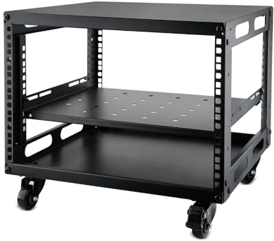 Server rack 6U a telaio aperto con ruote autoportante per server e dispositivi AV nero