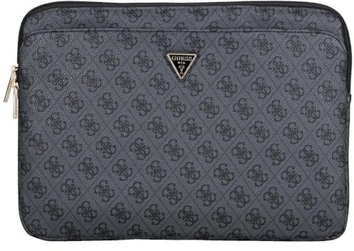 Guess Sleeve 14 4G Reißverschlusstasche Dreieckslogo (Schwarz)