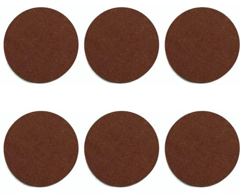 Lot de 6 dessous de verre ronds en feutre marron de 10 cm, protecteur de table résistant à la chaleur