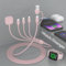 4-in-2 Travel Multi Charger Cable, 3M/10FT Extra Long USB A/C Charging Cable with iWatch Charger+IP*2+Type C Port for Apple Watch Series 9/8/Ultra/7/6/5/SE/iPhone 16/15/14/13/12/Samsung/iPad, Pink